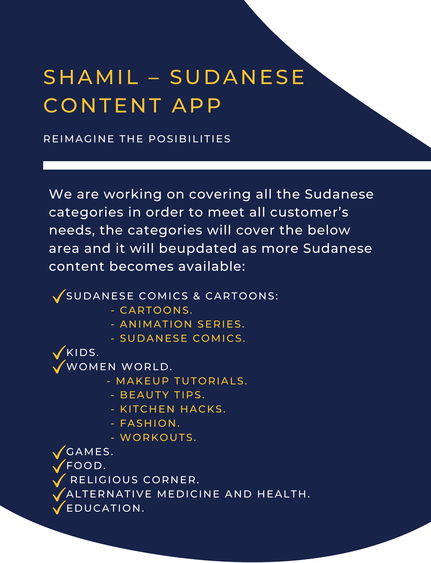 SHAMIL category outline from the 2020 company profile